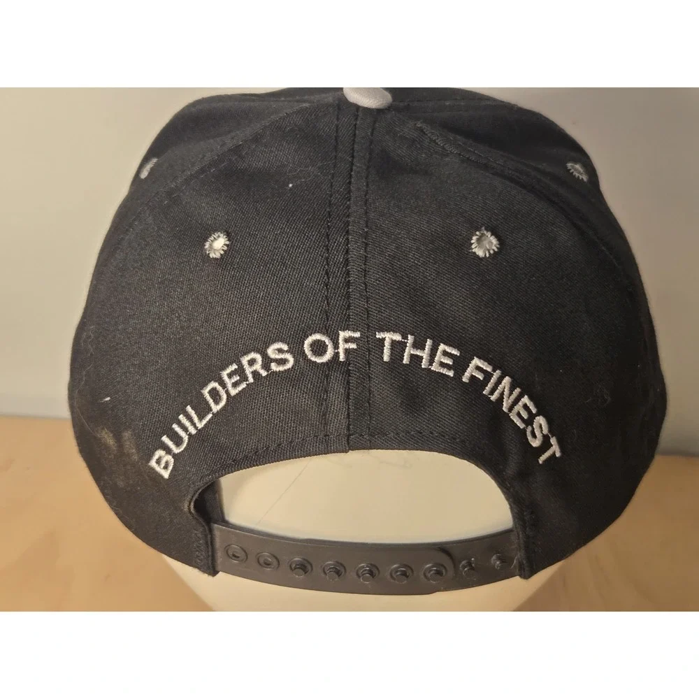 Vintage Pierce Trucker Hat Cap Snapback One Size Black Gray Retro Made in USA
